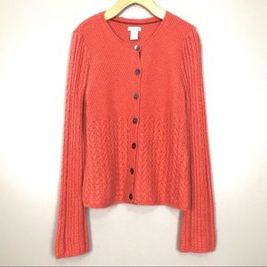 Sundance Wool Blend Cardigan Sweater Braided Knit